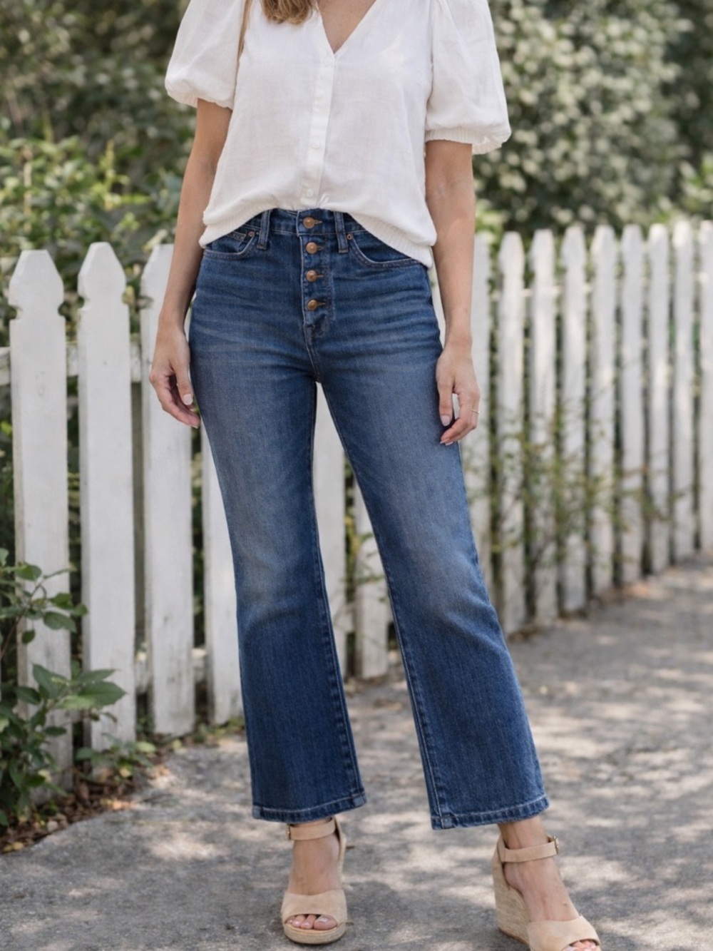 J.Crew Billie Demi Boot Crop Jeans 28 Button Fly Medium Wash 26” Inseam